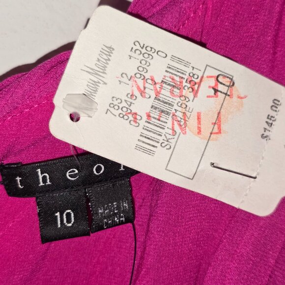 Theory Hot Pink One Shoulder Silk Party Dress - Picture 6 of 8